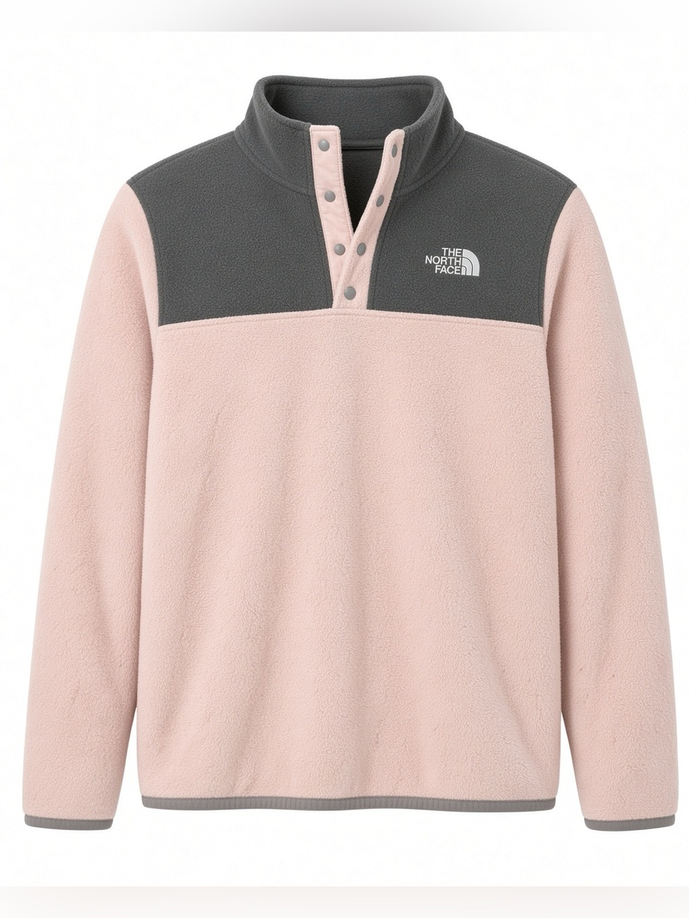 The North Face Pink and Gray Kids Fleece Pullover
